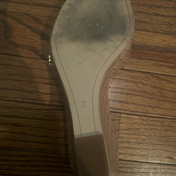 Sam Edelman Tesma Toasted Almond/Kenya Crocodile Leather Wedge Sandals Sz 9 luxe - Picture 4 of 4